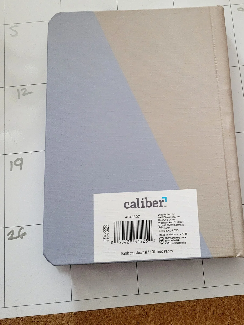 Caliber (Take Note) Diagonal Two-Tone Hardcover Journal - Beige & Light Blue